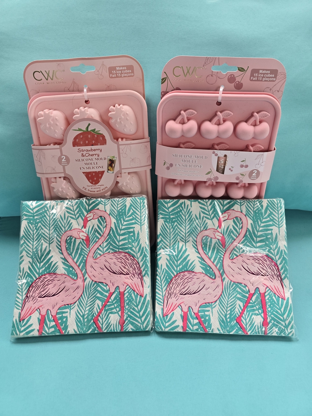 Pink Cherry OR Strawberry Molds + Flamingo Napkins